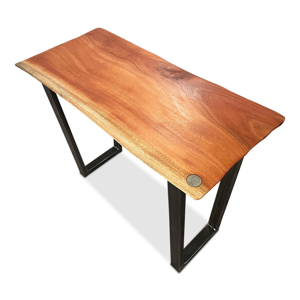African Mahogany Live Edge Wood Desk - Mid Century Modern - Handcrafted Furniture