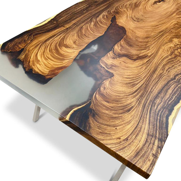 Custom Resin Dining Table - Live Edge Wood River Table - Dining Table –  Contour Functional Art