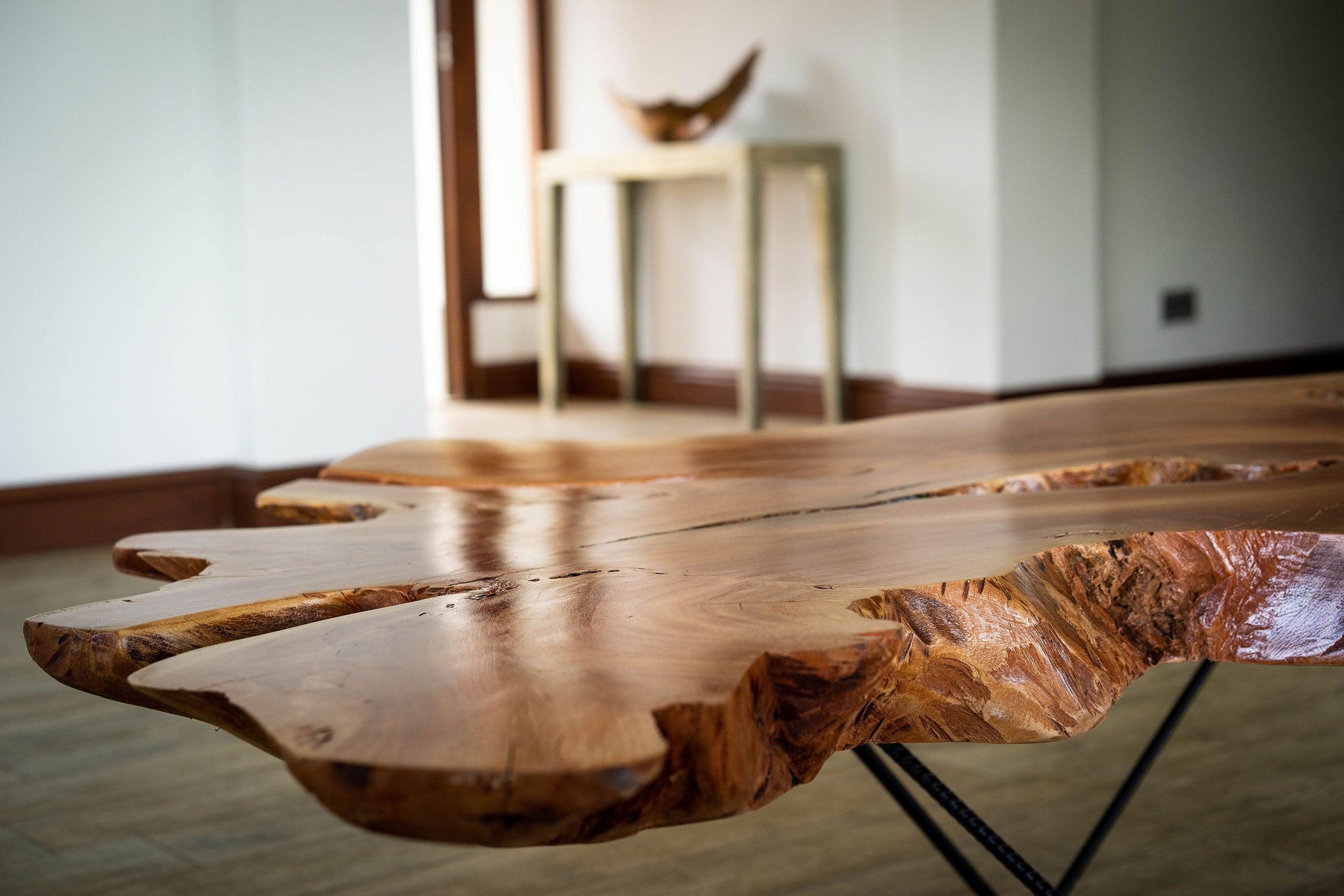 Live Edge Wood Coffee Table - Mid Century Modern - African Mahogany - Houston