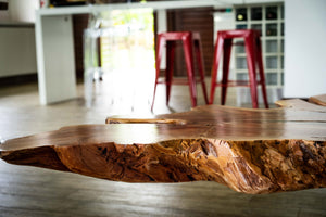 Live Edge Wood Coffee Table - Mid Century Modern - African Mahogany - Houston