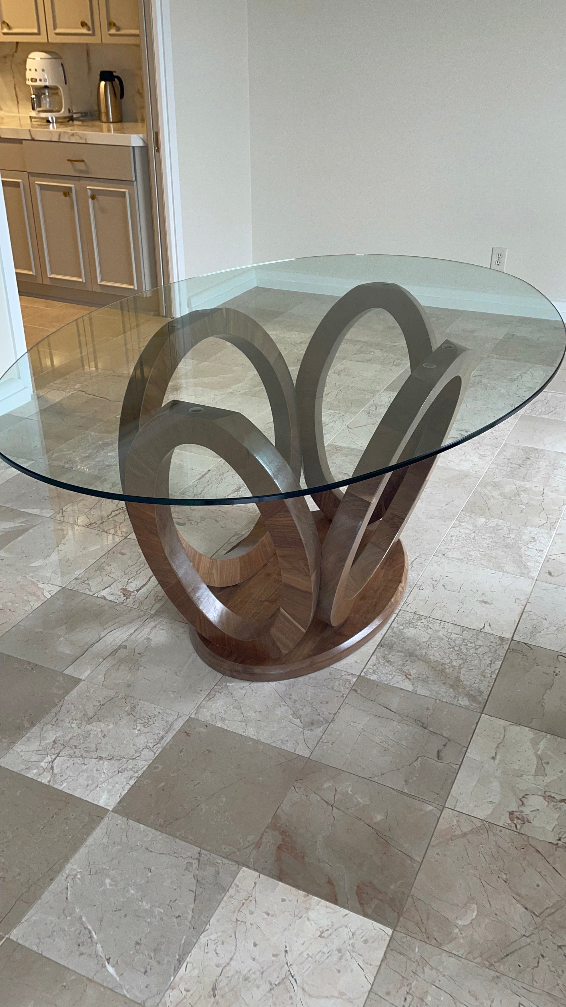 Sculptural Art Deco Inspired Walnut Dining Table