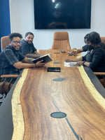 Custom 16' Resin Conference Table - Live Edge Wood River Table