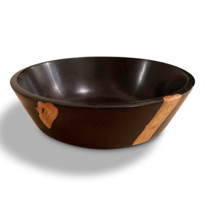 Handcrafted African Blackwood Wooden Bowl - Dining Table Centerpiece