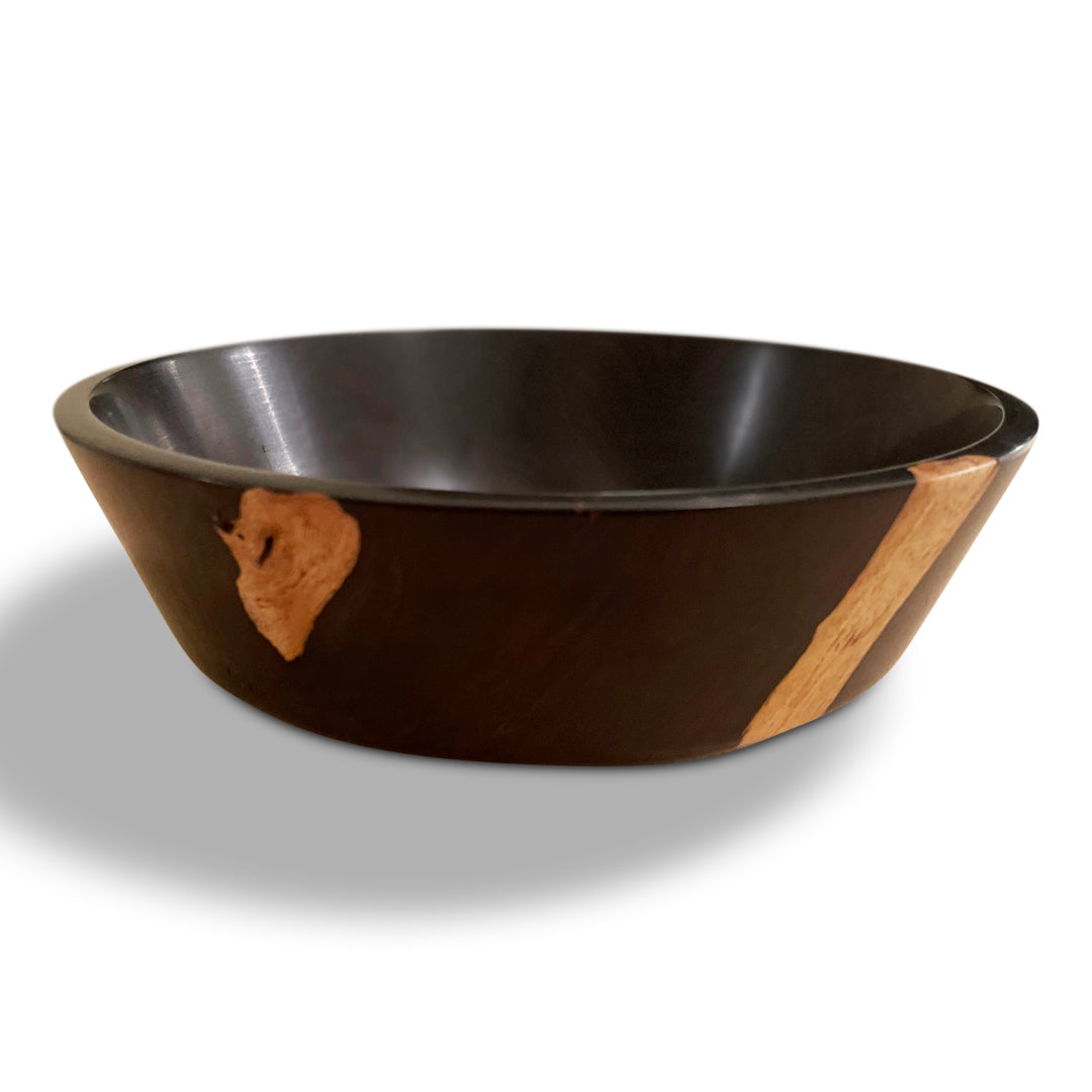 Handcrafted African Blackwood Wooden Bowl - Dining Table Centerpiece