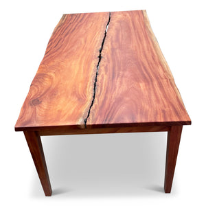 Live Edge Wood Table - Mid Century Modern - Live Edge African Mahogany Dining Table and Benches