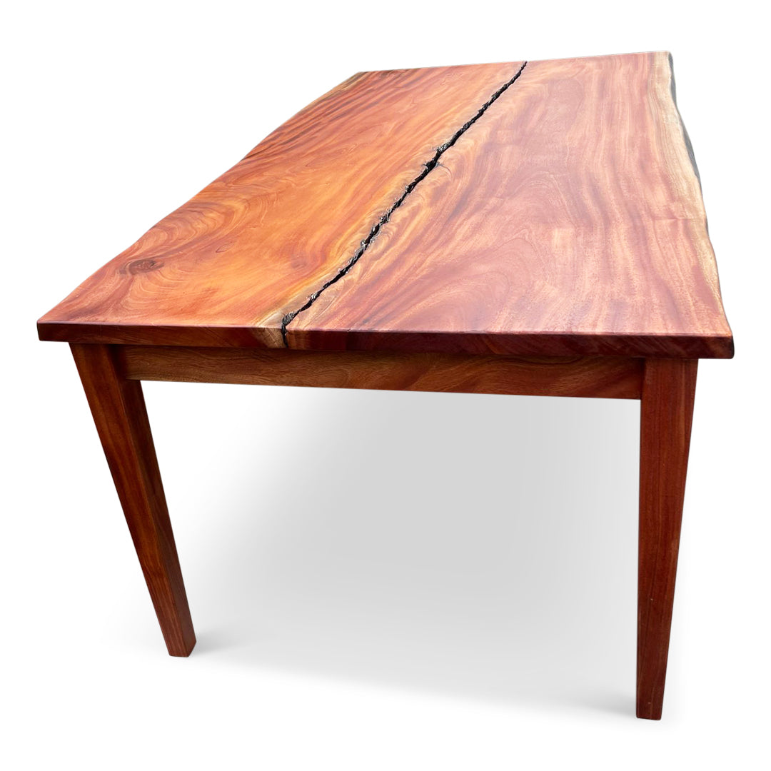 Live Edge Wood Table - Mid Century Modern - Live Edge African Mahogany Dining Table and Benches
